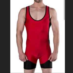 American Jock by Go SoftWear Red AJ Team Wrestler Singlet